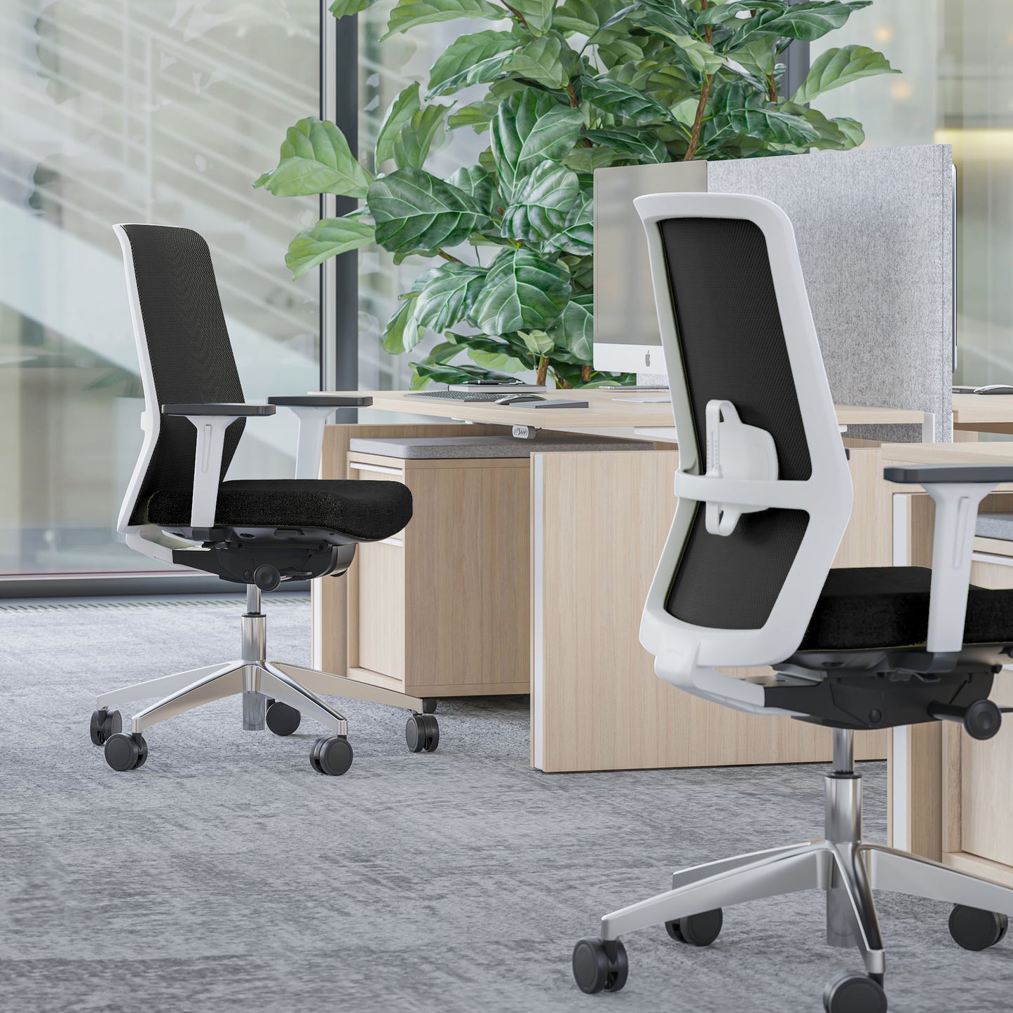 SURF office swivel chair | Synchronous mechanism, 3D armrests, black / coal black