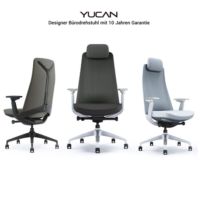 YUCAN Sedia oscillante per ufficio | Braccioli 4d, meccanici sincroni, poggiatesta opzionale, nero