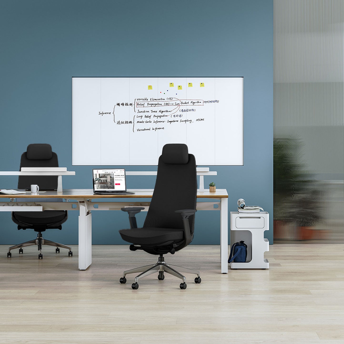 YUCAN Office swinging chair | 4D armrests, synchronous mechanics, optional headrest, black