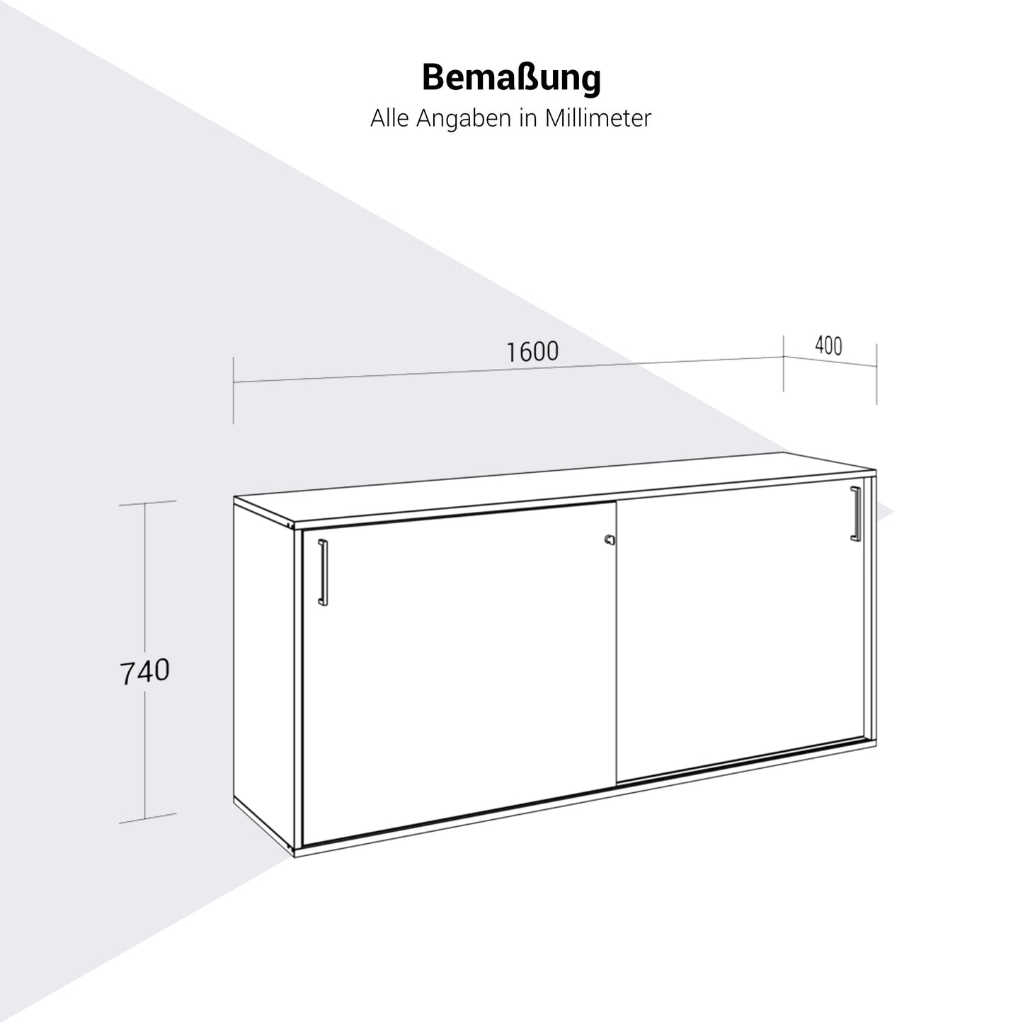 Armoire à portes coulissantes CHOICE | 2 OH, 1600 x 740 mm, gris perle