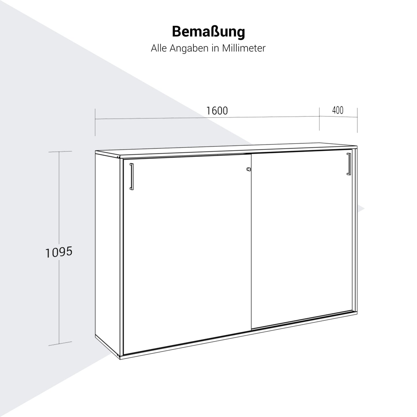 Armadio con ante scorrevoli CHOICE | 3 ripiani, 1600 x 1095 mm, grigio cubanite