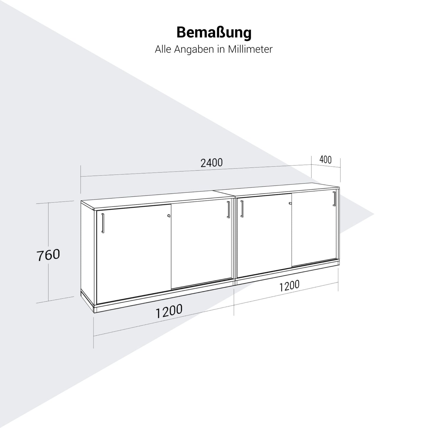 CHOICE Cupboard set | 2OH, 2400 x 760 mm, sand ash