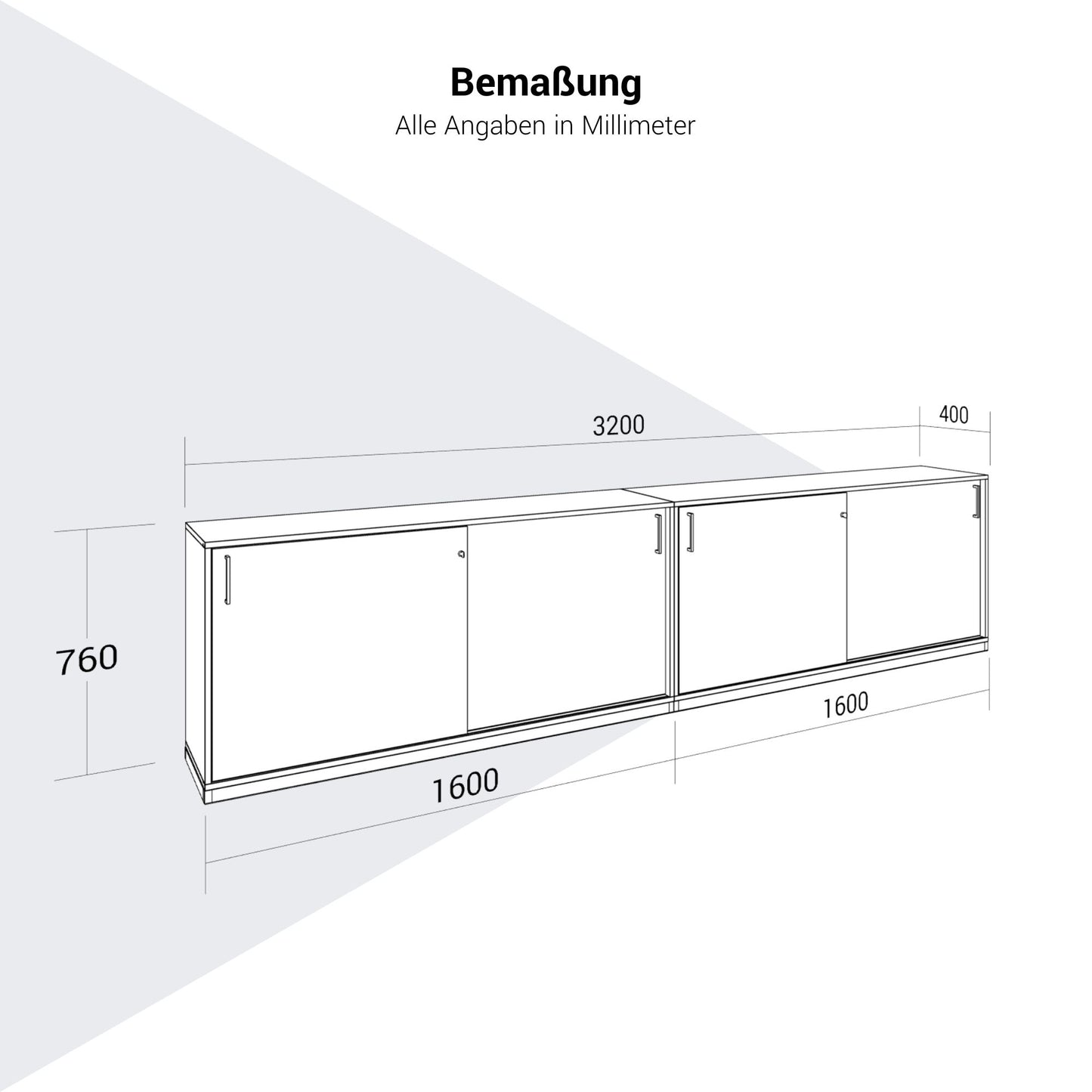 CHOICE Ensemble de placards | 2OH, 3200 x 760 mm, gris cubanite