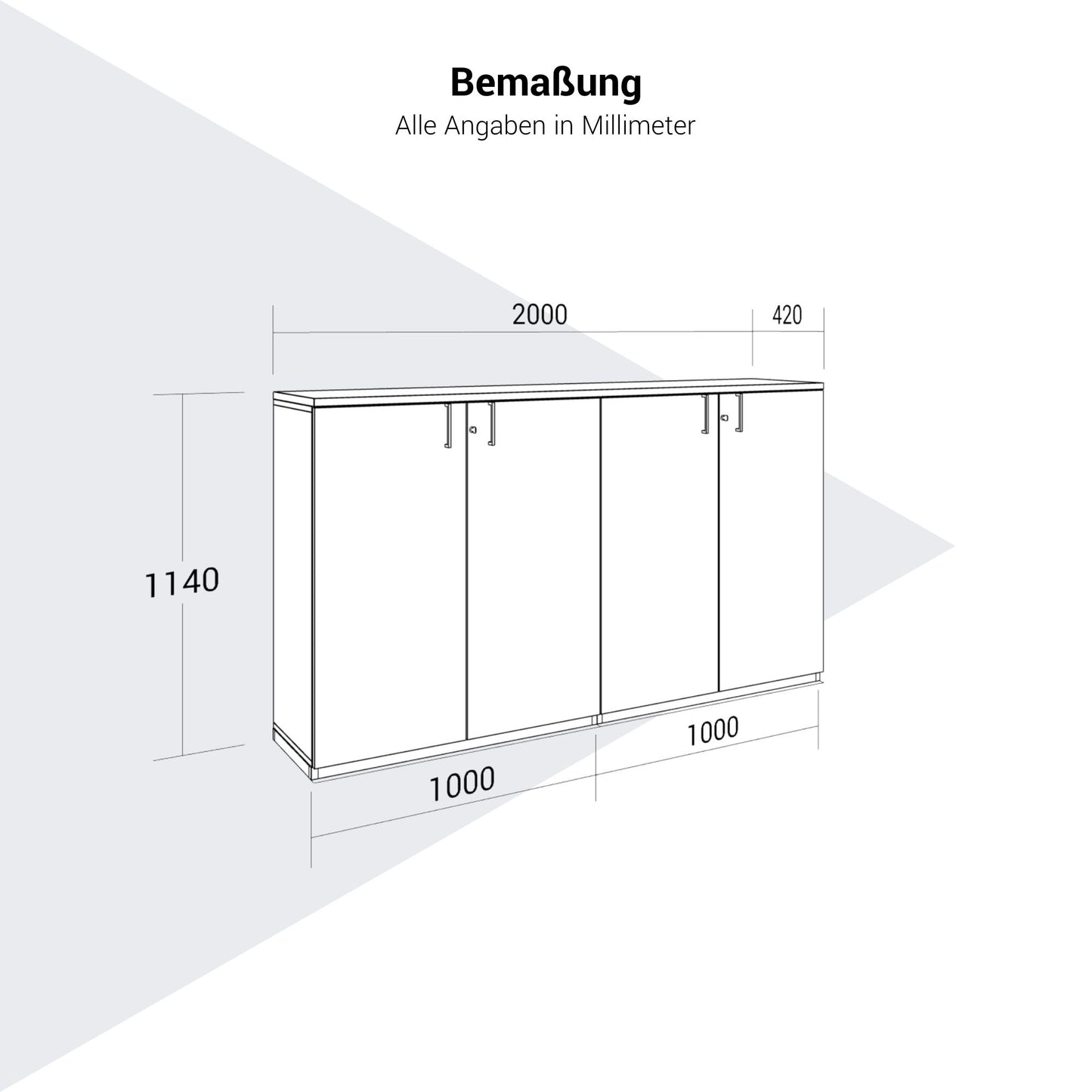 CHOICE Schrankset | 3OH, 2000 x 1140 mm, Cubanitgrau