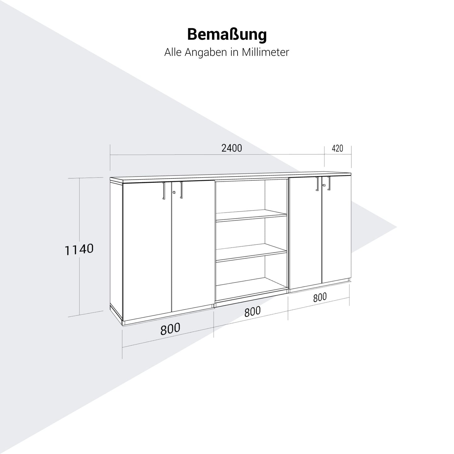 CHOICE Schrankset | 3OH, 2400 x 1140 mm, Nordeiche grau