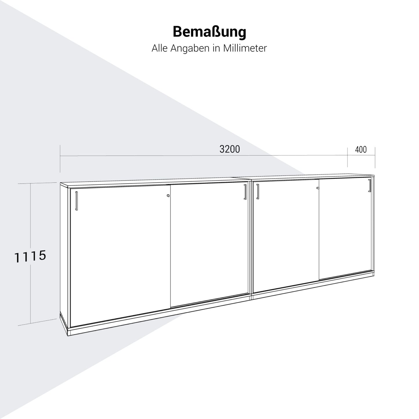 CHOICE Ensemble de placards | 3OH, 3200 x 1115 mm, gris cubanite