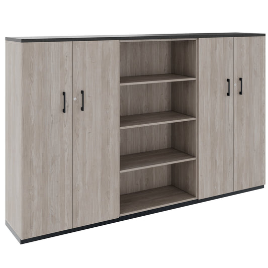 CHOICE Schrankwand | 4OH, 2400 x 1490 mm, Nordeiche grau