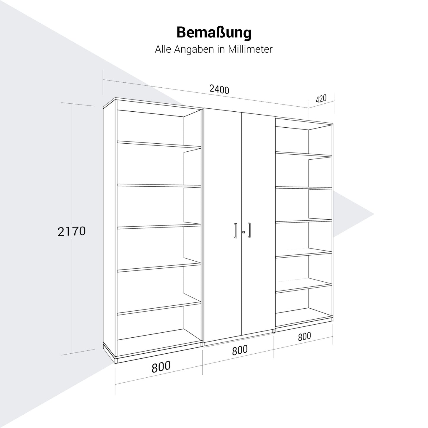 CHOICE Parete muro | 6oh, 2400 x 2170 mm, quercia ambra