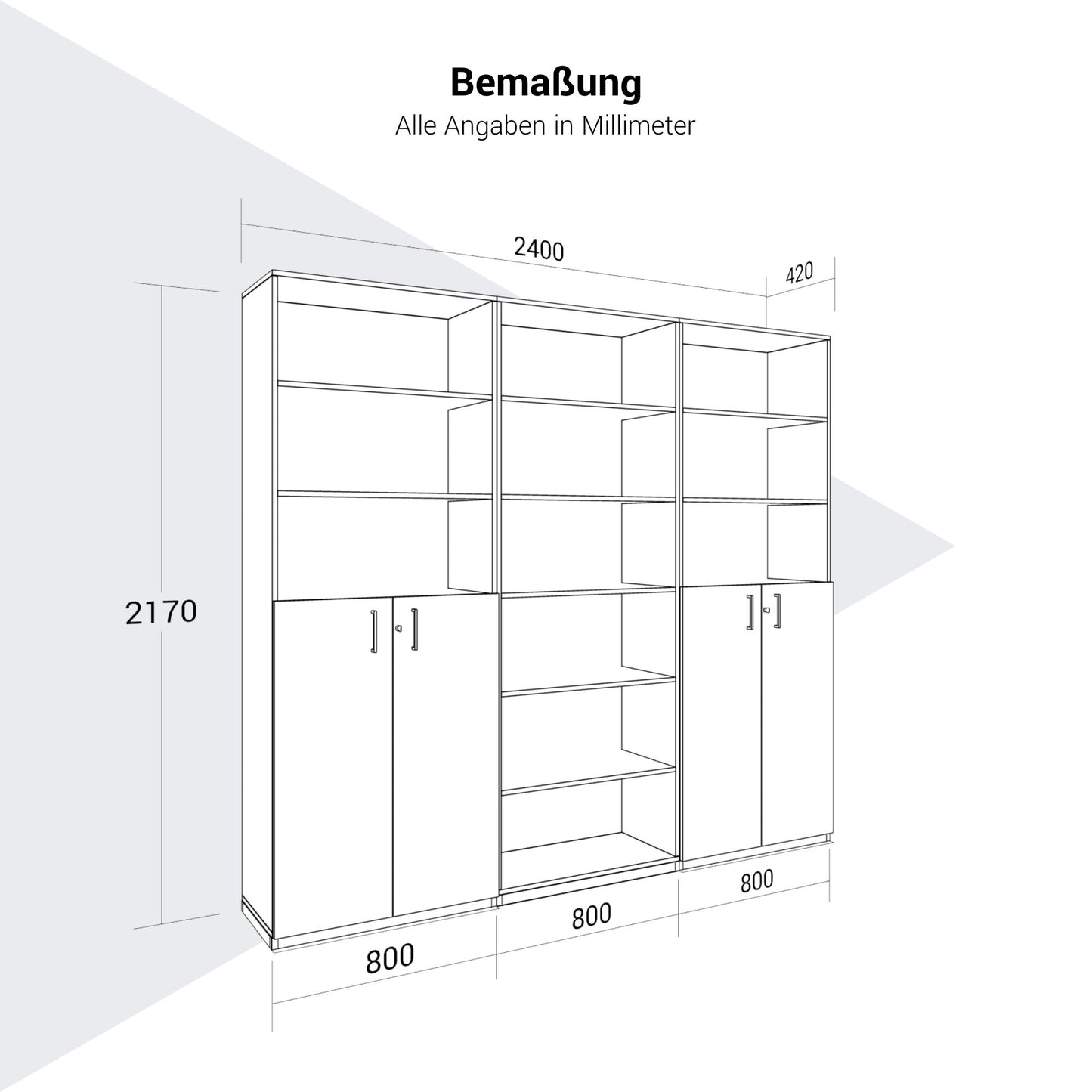 CHOICE Schrankwand | 6OH, 2400 x 2170 mm, Bernsteineiche