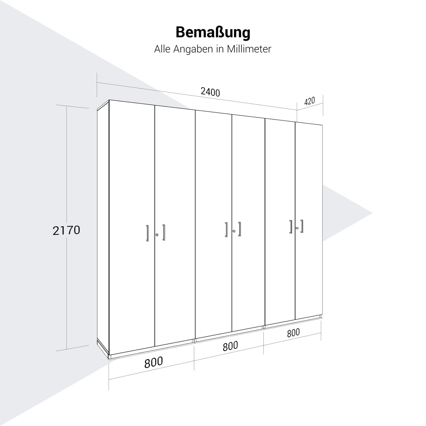 CHOICE Schrankwand | 6OH, 2400 x 2170 mm, Nordeiche grau