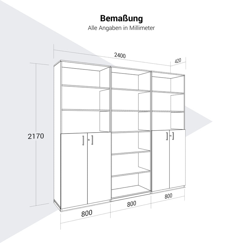 CHOICE Schrankwand | 6OH, 2400 x 2170 mm, Weiß