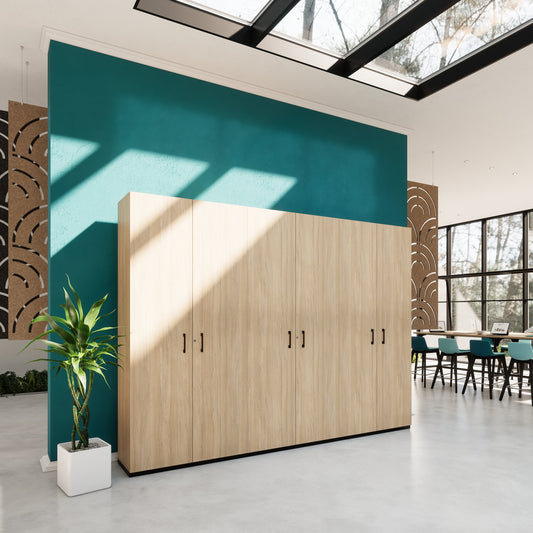 CHOICE Schrankwand | 6OH, 3000 x 2170 mm, Bernsteineiche