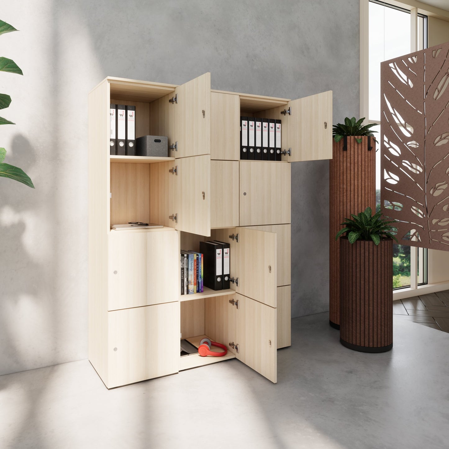 CHOICE locker | 1353 x 1836 mm, 12 lockers, sand ash