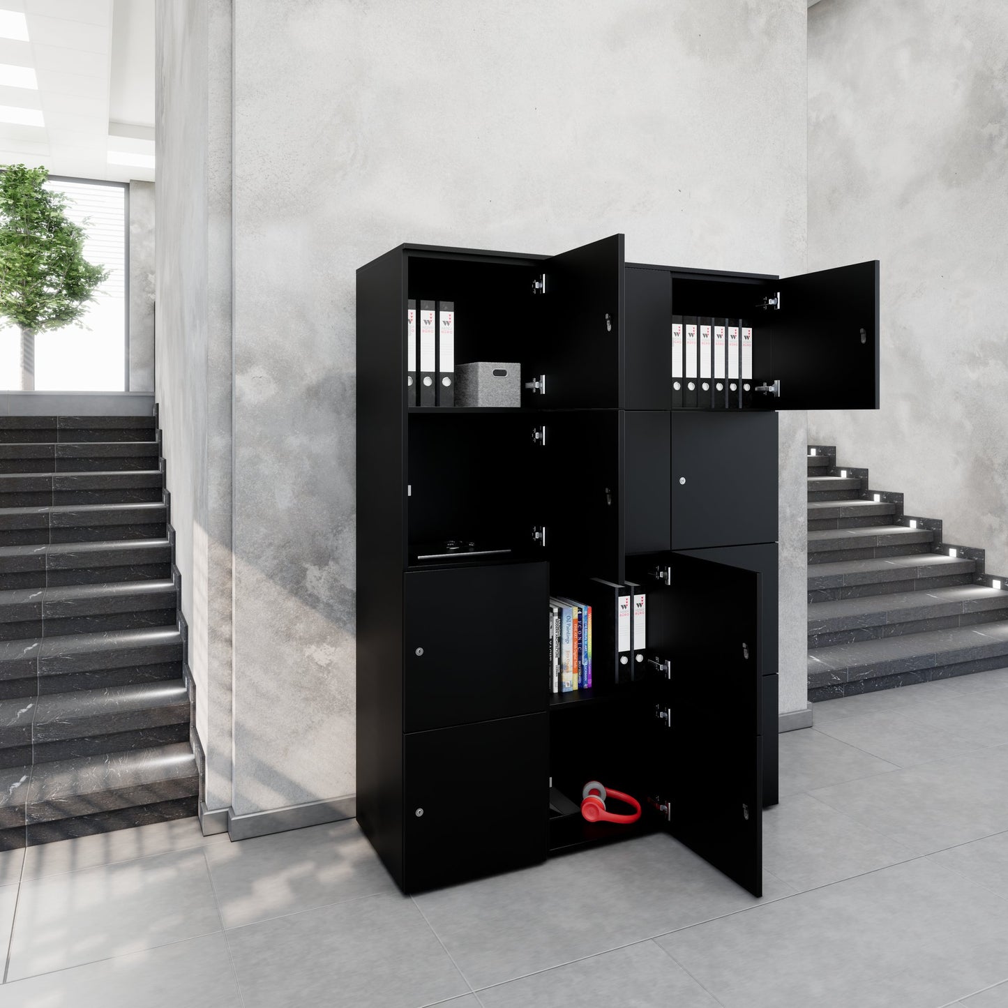 CHOICE Spind | 1353 x 1836 mm, 12 Schließfächer, Schwarz