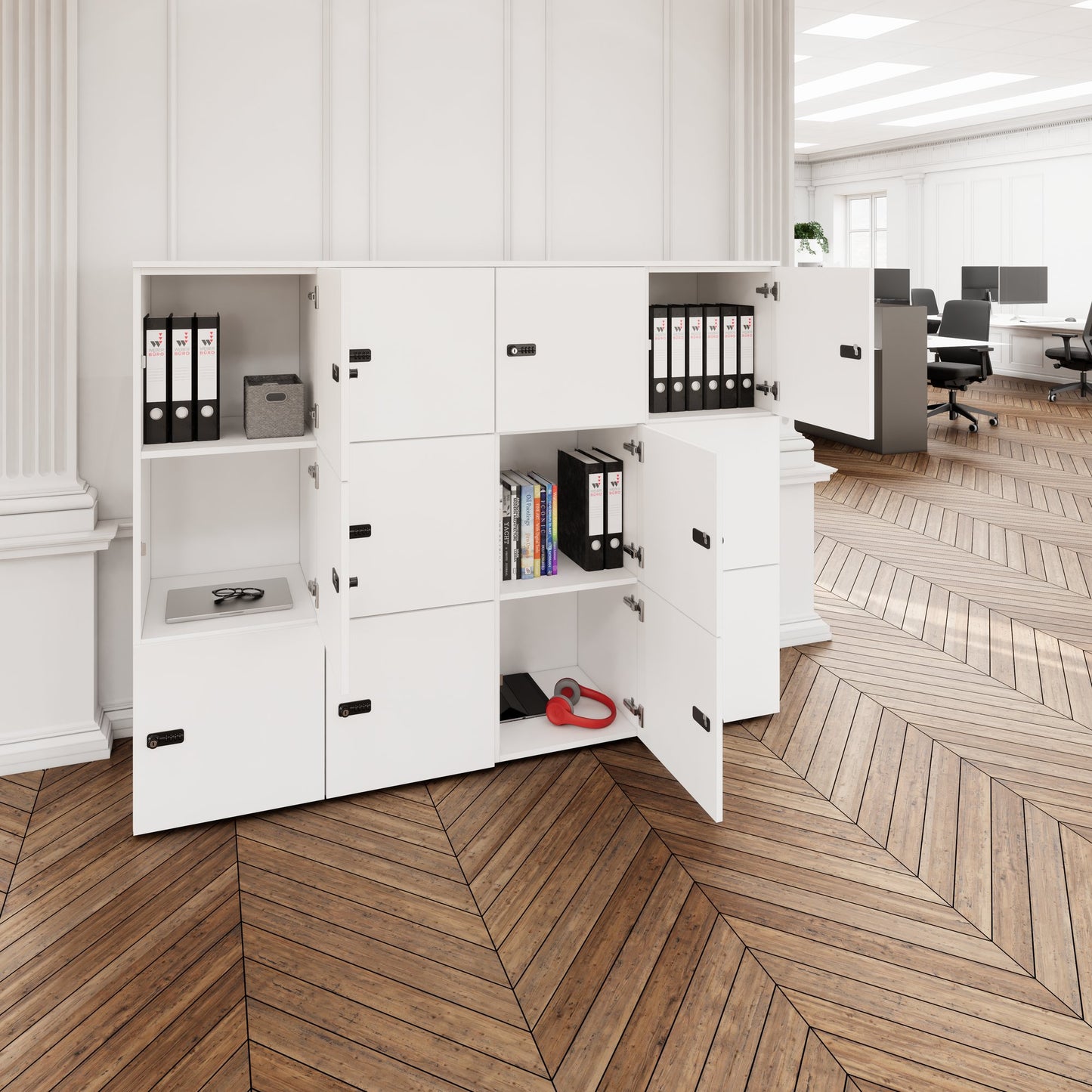 CHOICE Spind | 1804 x 1386 mm, 12 Schliessfächer, Weiss