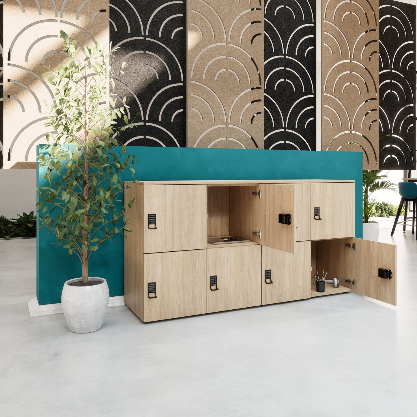 Armadietto CHOICE | 1804 x 936 mm, 8 scomparti, rovere ambra