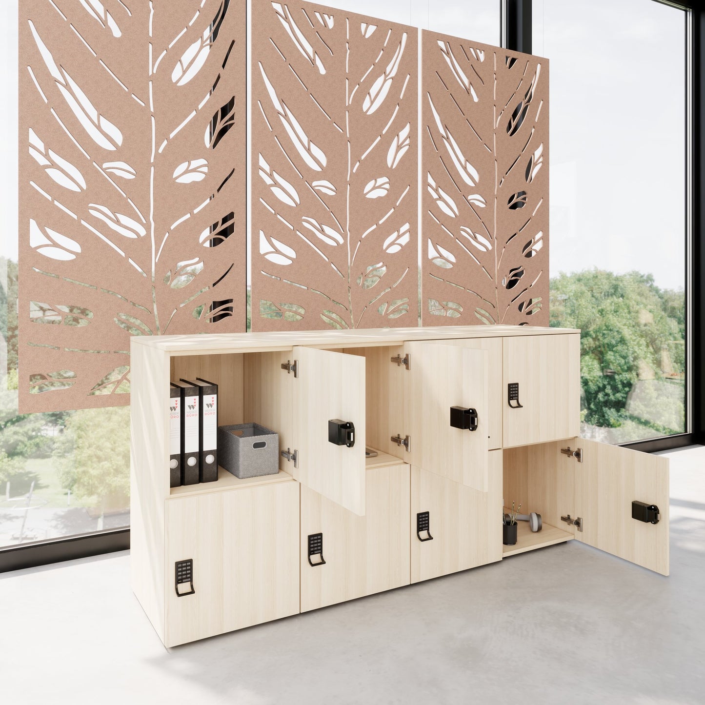 Armadietto CHOICE | 1804 x 936 mm, 8 scomparti, frassino sabbiato