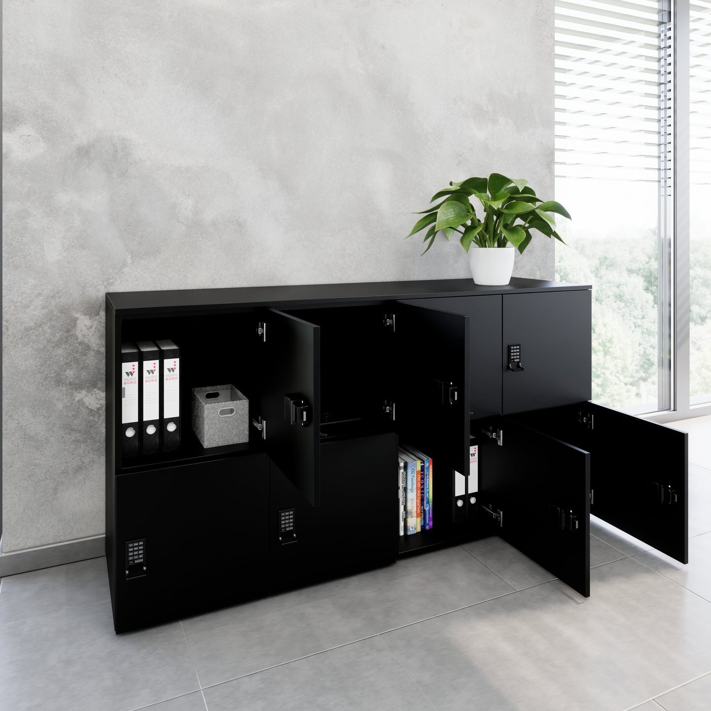 Armoire CHOICE | 1804 x 936 mm, 8 casiers, noir
