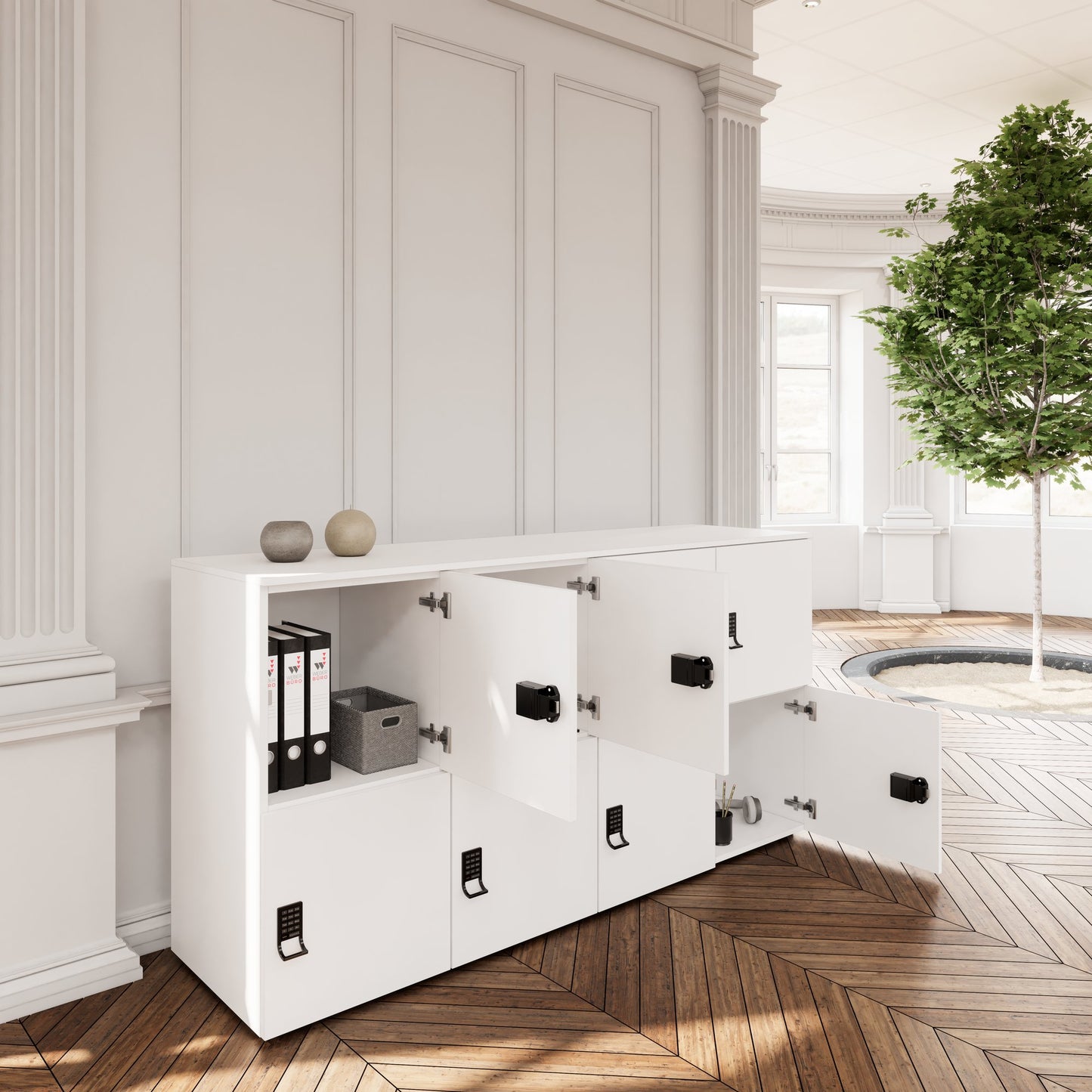 Armadietto CHOICE | 1804 x 936 mm, 8 scomparti, bianco