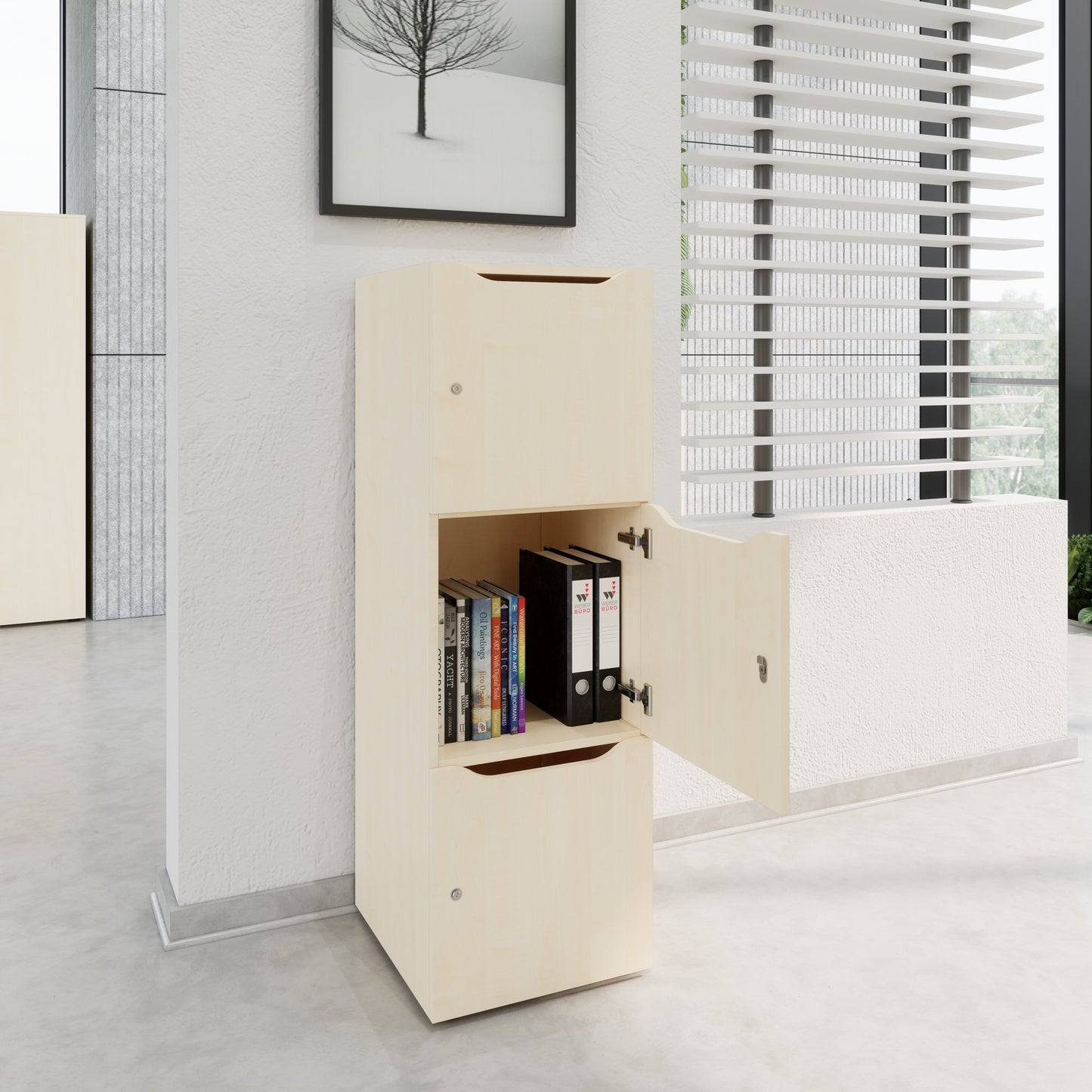 Armadietto CHOICE | 450 x 1370 mm, 2 o 3 scomparti con serratura, acero