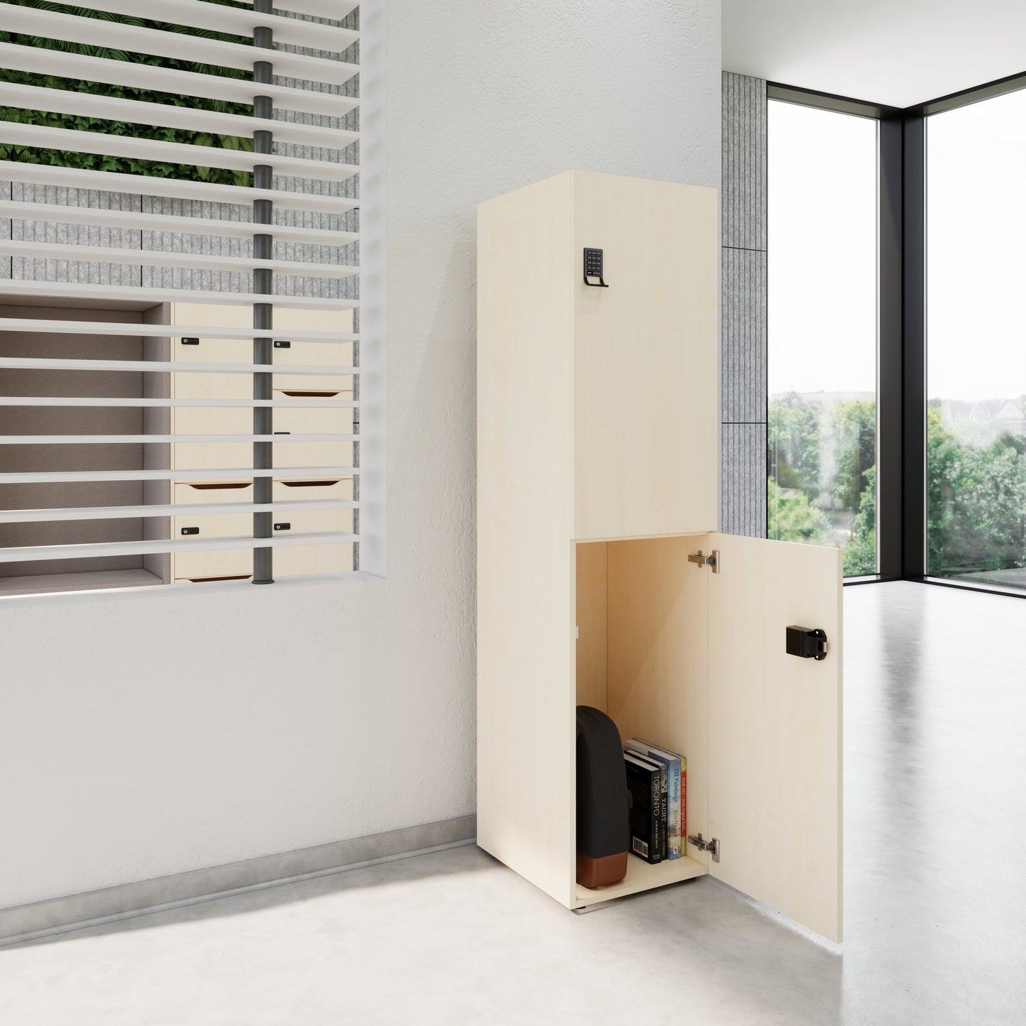 Armoire CHOICE | 450 x 1820 mm, 2 grands casiers ou 4 petits casiers, érable