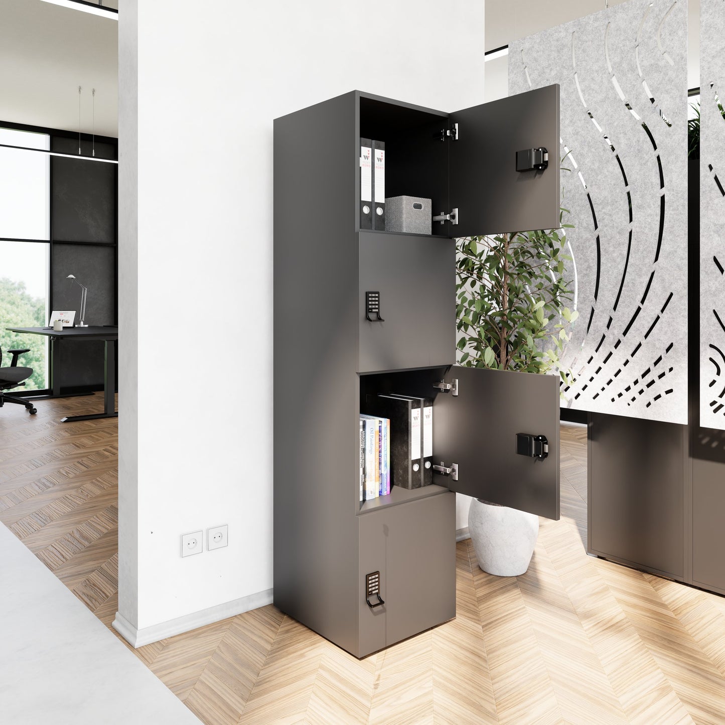 CHOICE Spind | 450 x 1820 mm, 2 große oder 4 kleine Schließfächer, Anthrazit