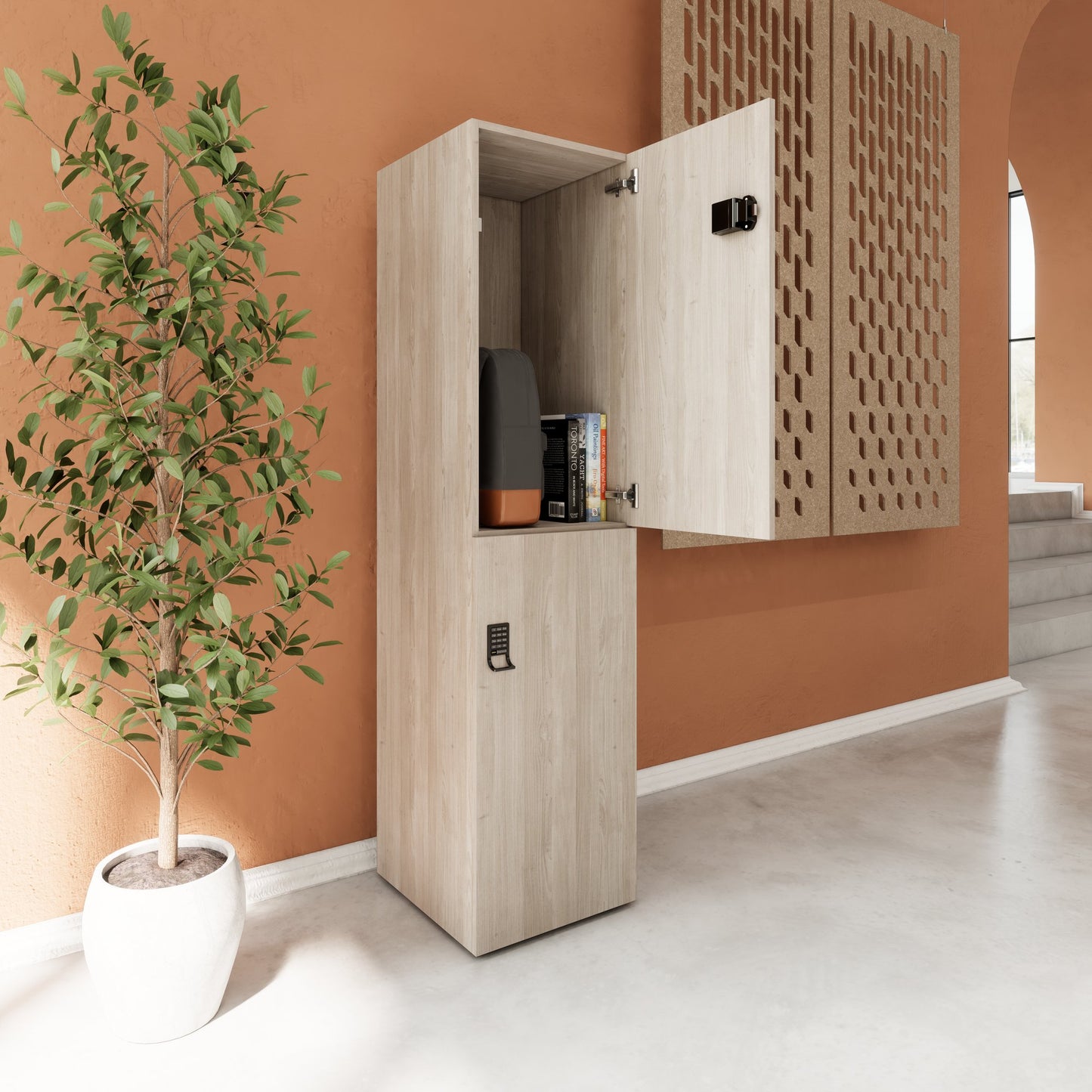 Armadietto CHOICE | 450 x 1820 mm, 2 armadietti grandi o 4 piccoli, rovere nordico grigio