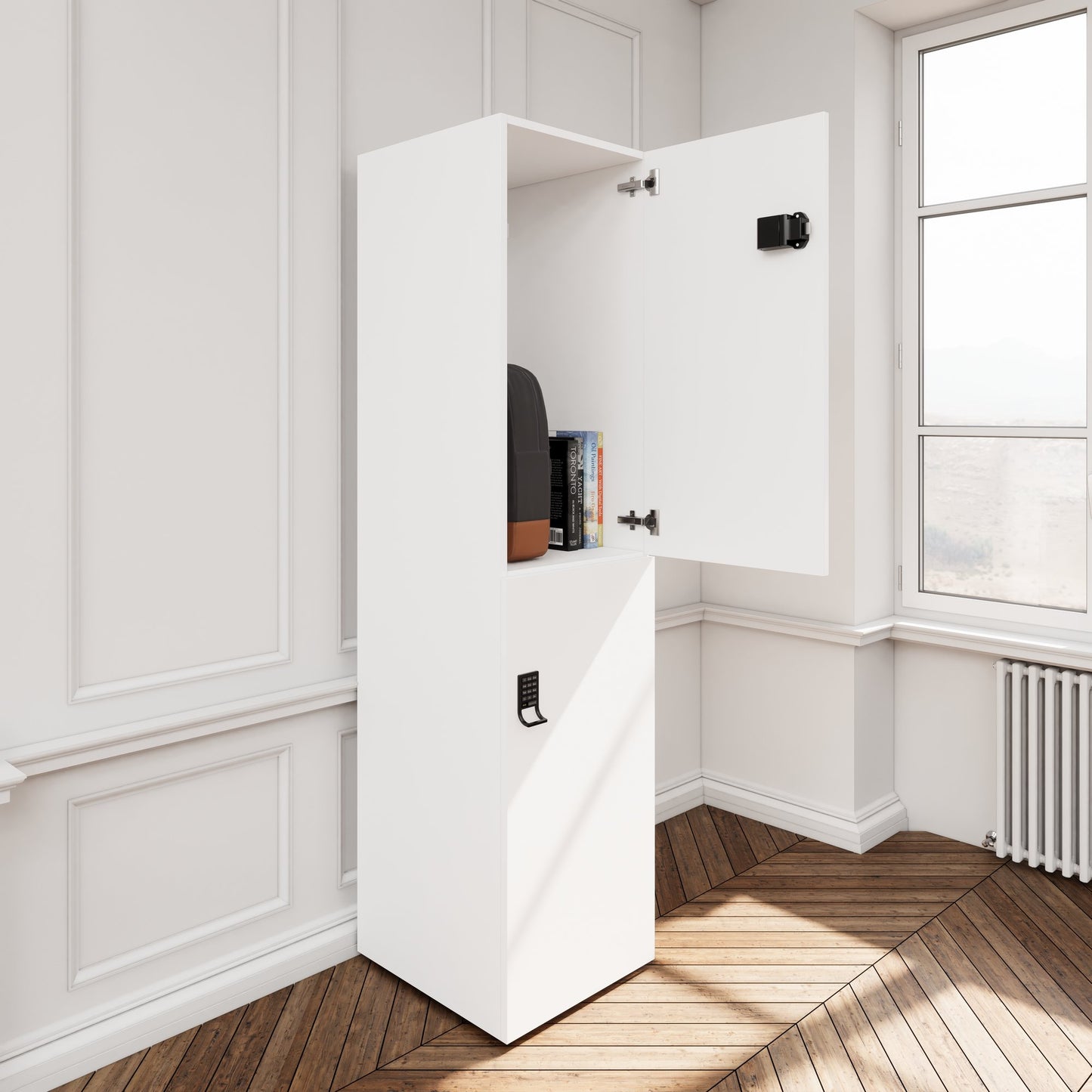 CHOICE Spind | 450 x 1820 mm, 2 große oder 4 kleine Schließfächer, Weiß