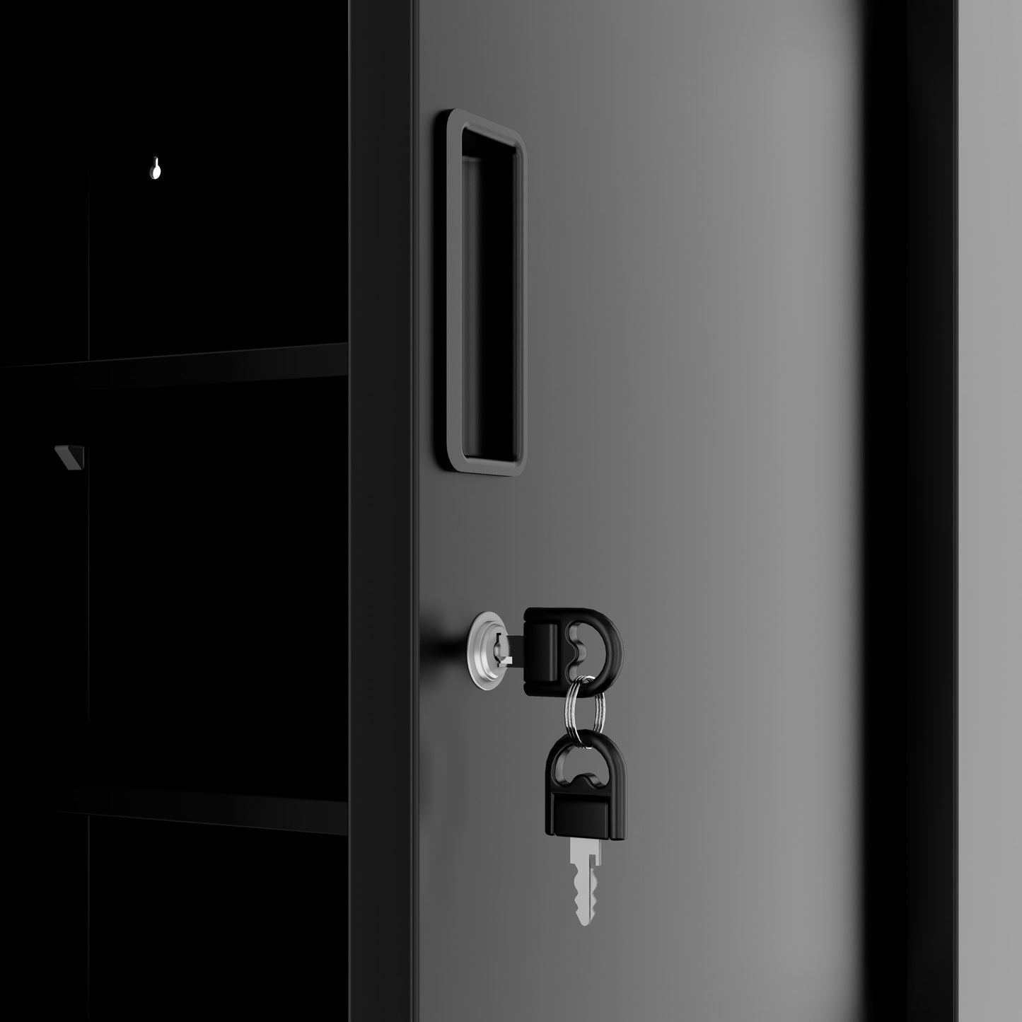 Corex wing door cabinet | 2OH, 900 x 900 mm, steel body, black