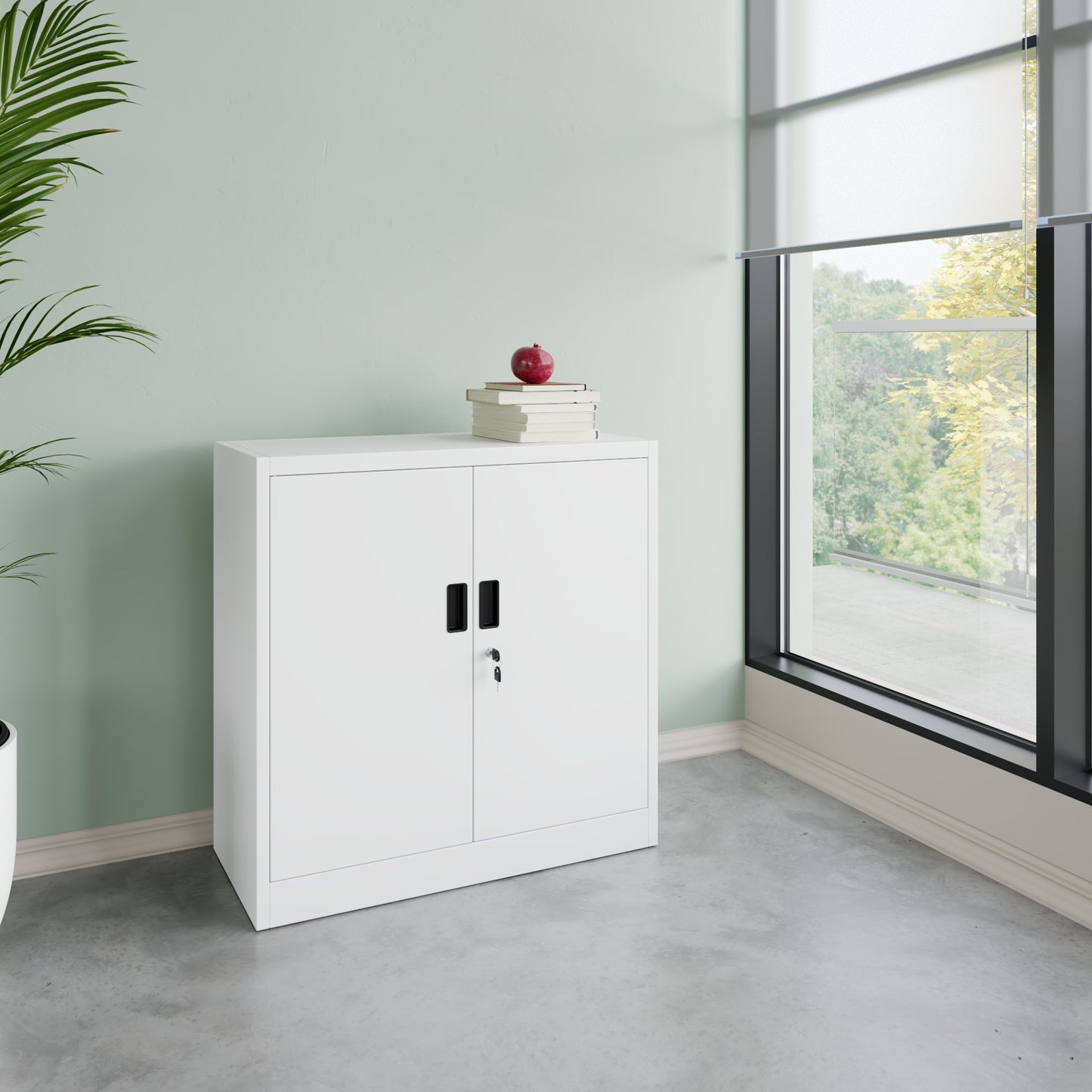 Corex wing door cabinet | 2OH, 900 x 900 mm, steel body, white