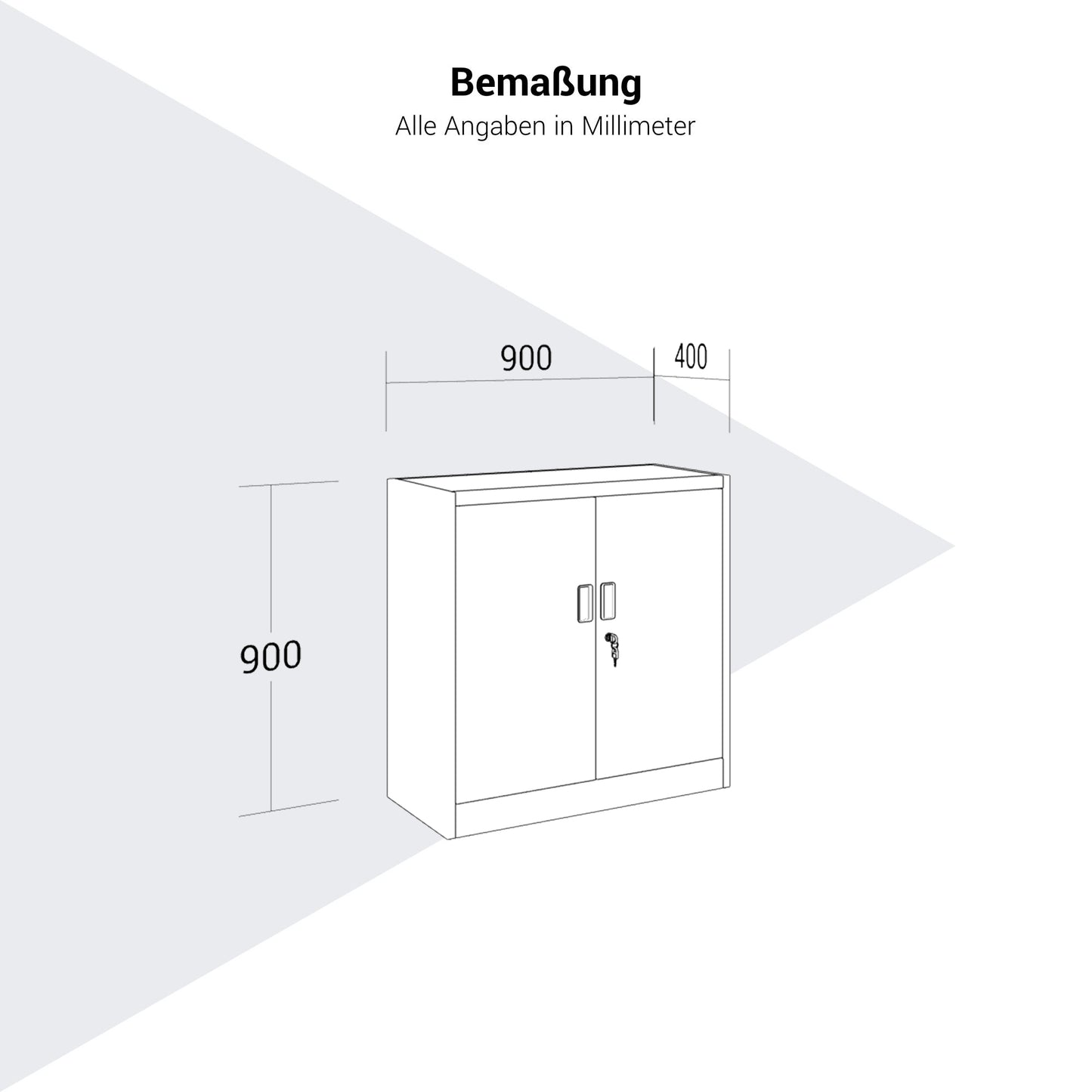 Corex wing door cabinet | 2OH, 900 x 900 mm, steel body, white