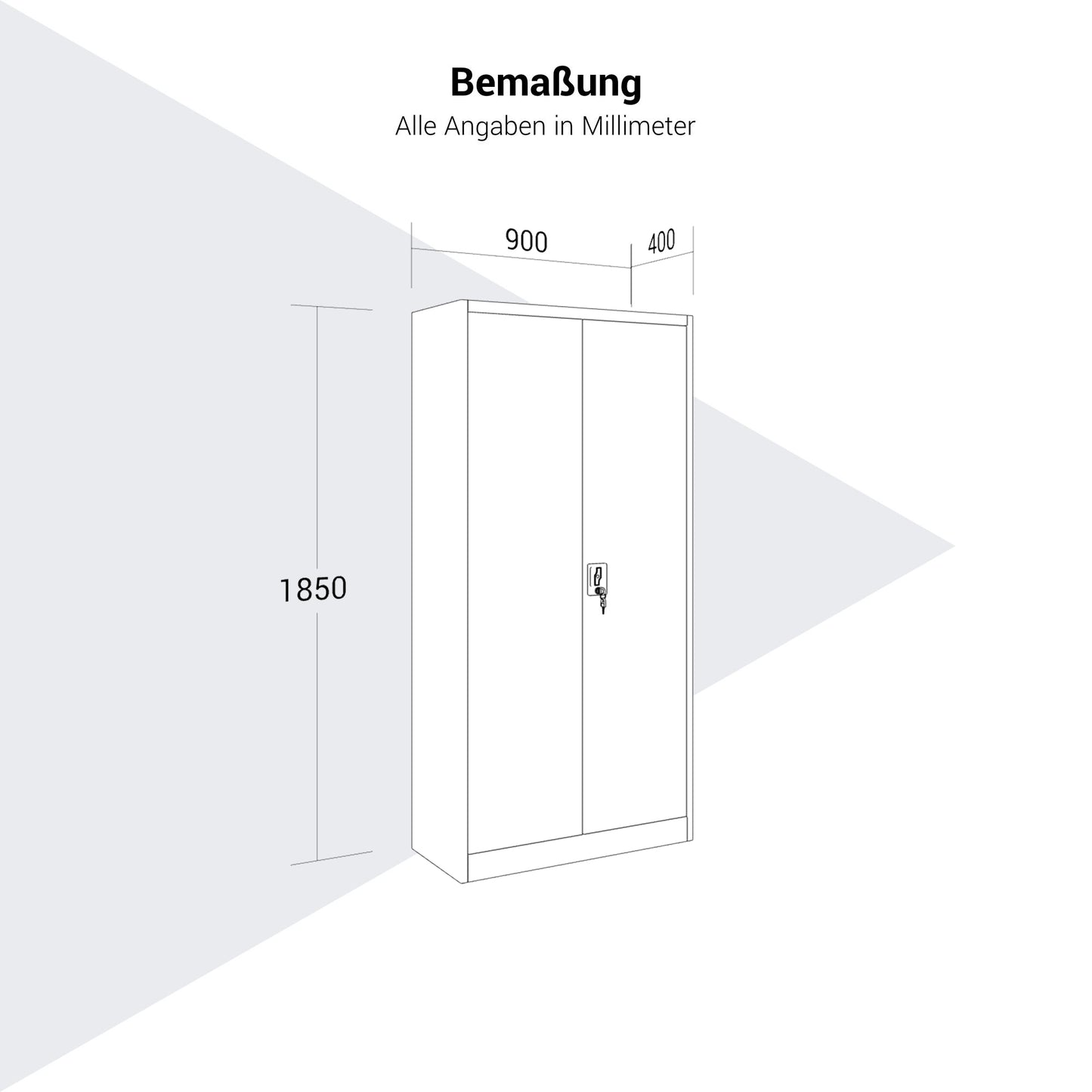 Corex Wing Door Cabinet | 5oh, 900 x 1850 mm, corpo in acciaio, bianco