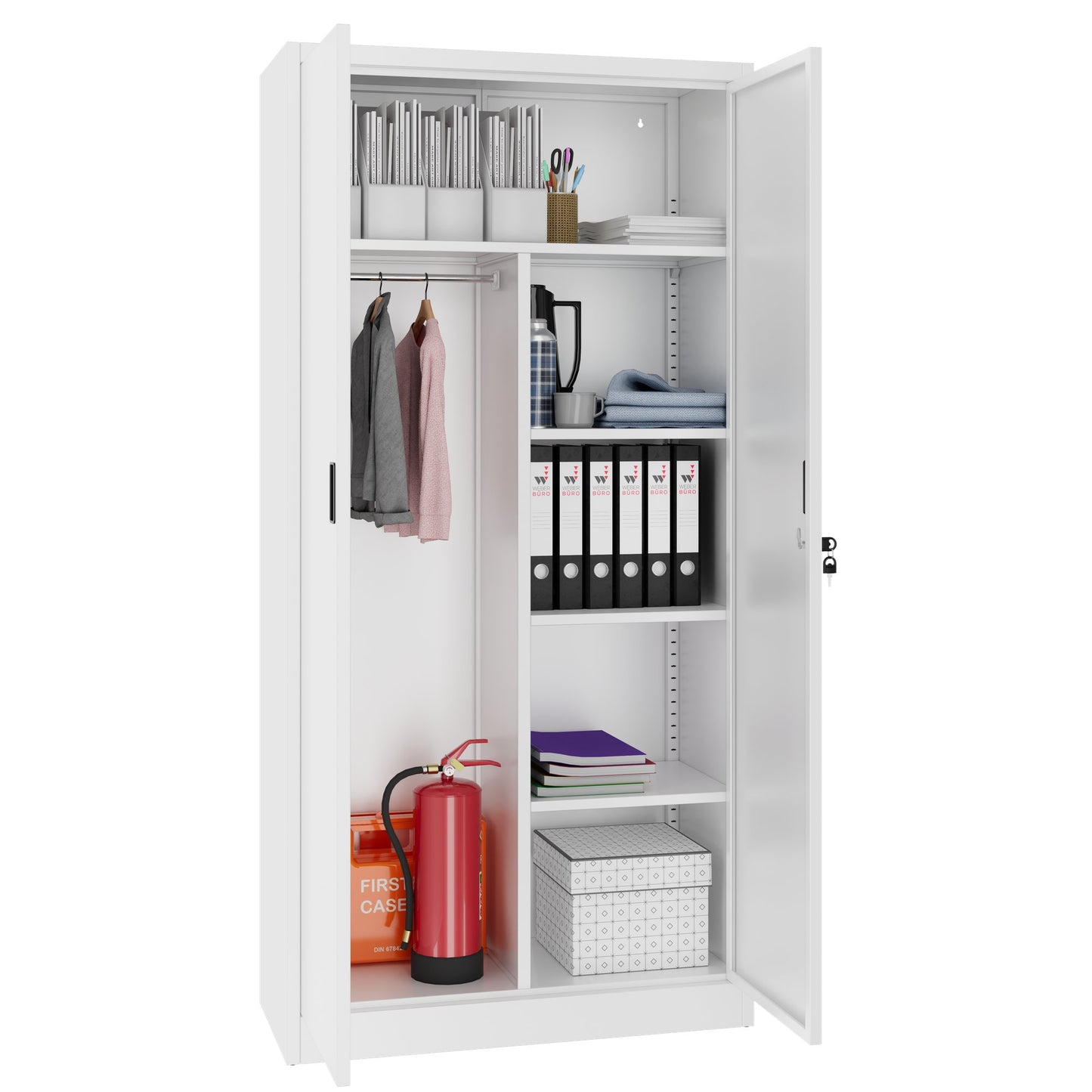 COREX Garderobenschrank | 900 x 1850 mm, Stahlkorpus, Weiss