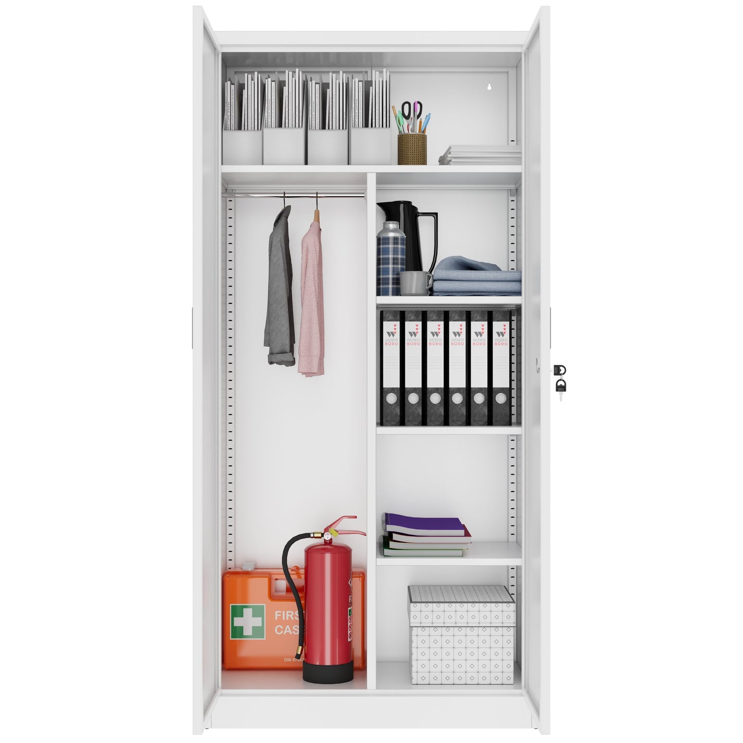 COREX Garderobenschrank | 900 x 1850 mm, Stahlkorpus, Weiss