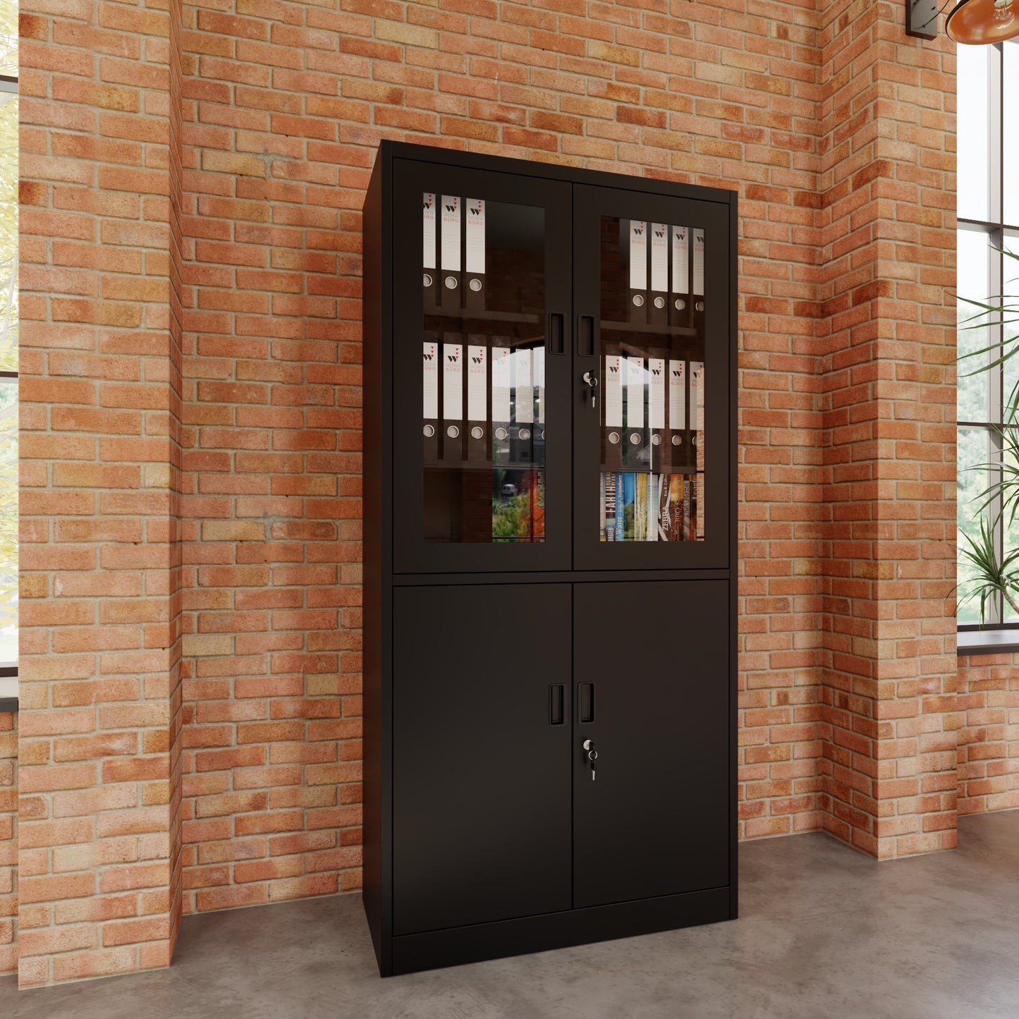 Corex combination cabinet | 5OH, 900 x 1850 mm, steel body, black