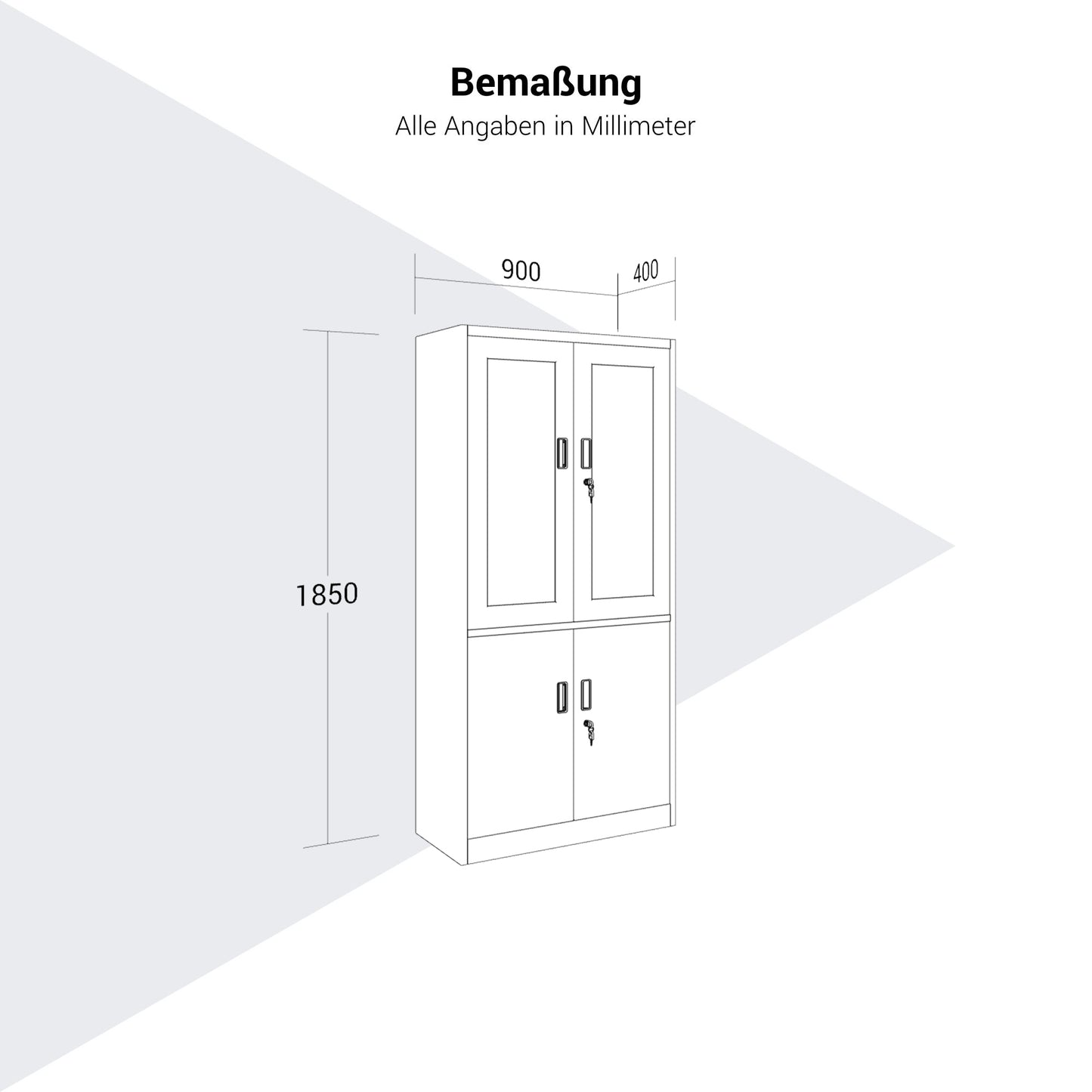 COREX Kombischrank | 5OH, 900 x 1850 mm, Stahlkorpus, Schwarz