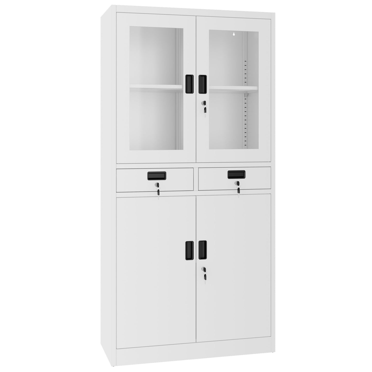 Corex combination cabinet | 900 x 1850 mm, steel body, with drawers, white