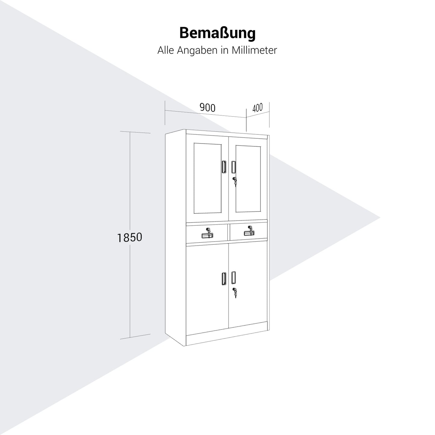 Cabinet de combinaison Corex | 900 x 1850 mm, corps en acier, avec tiroirs, blanc