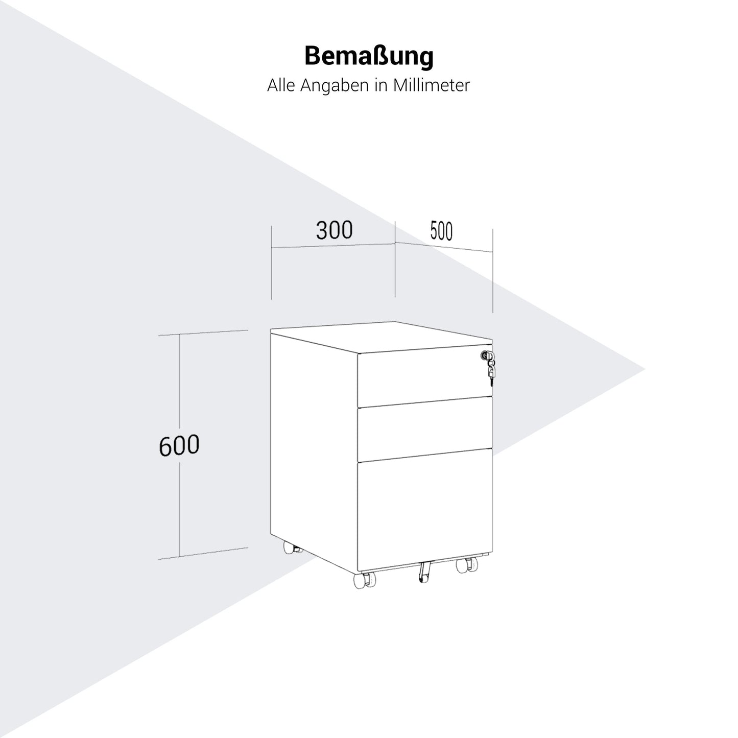 COREX Rollcontainer | 4 Schubladen, 500 mm tief, Weiß