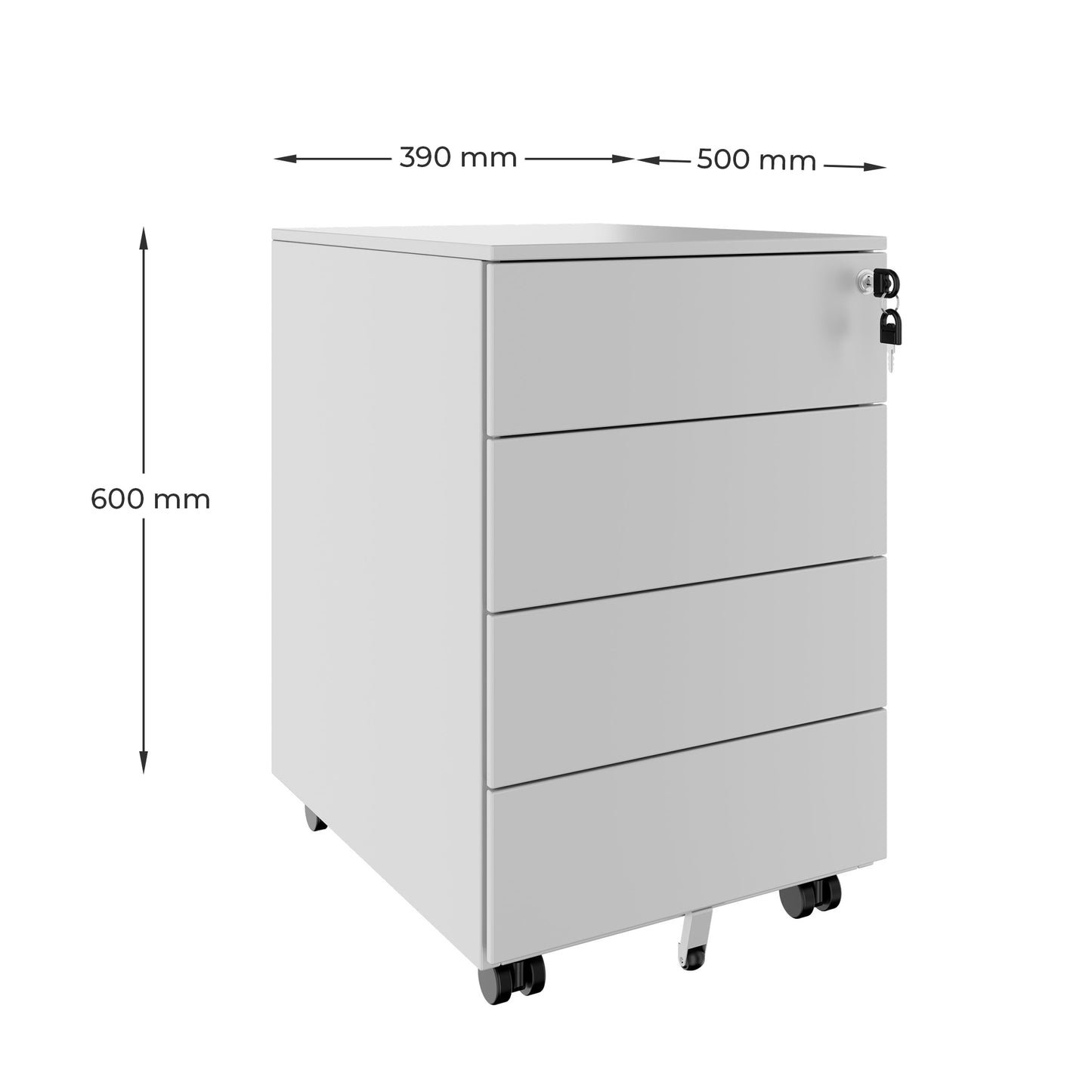COREX Rollcontainer | 4 Schubladen, 500 mm tief, Weiß