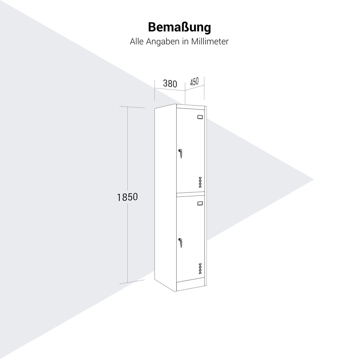 COREX Spind | 380 x 1850 mm (2 Schließfächer), Stahlkorpus, Anthrazit / Weiß