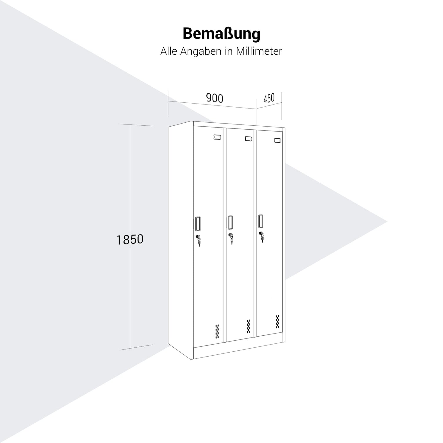 COREX Spind | 900 x 1850 mm (3 Schließfächer), Stahlkorpus, Anthrazit / Weiß