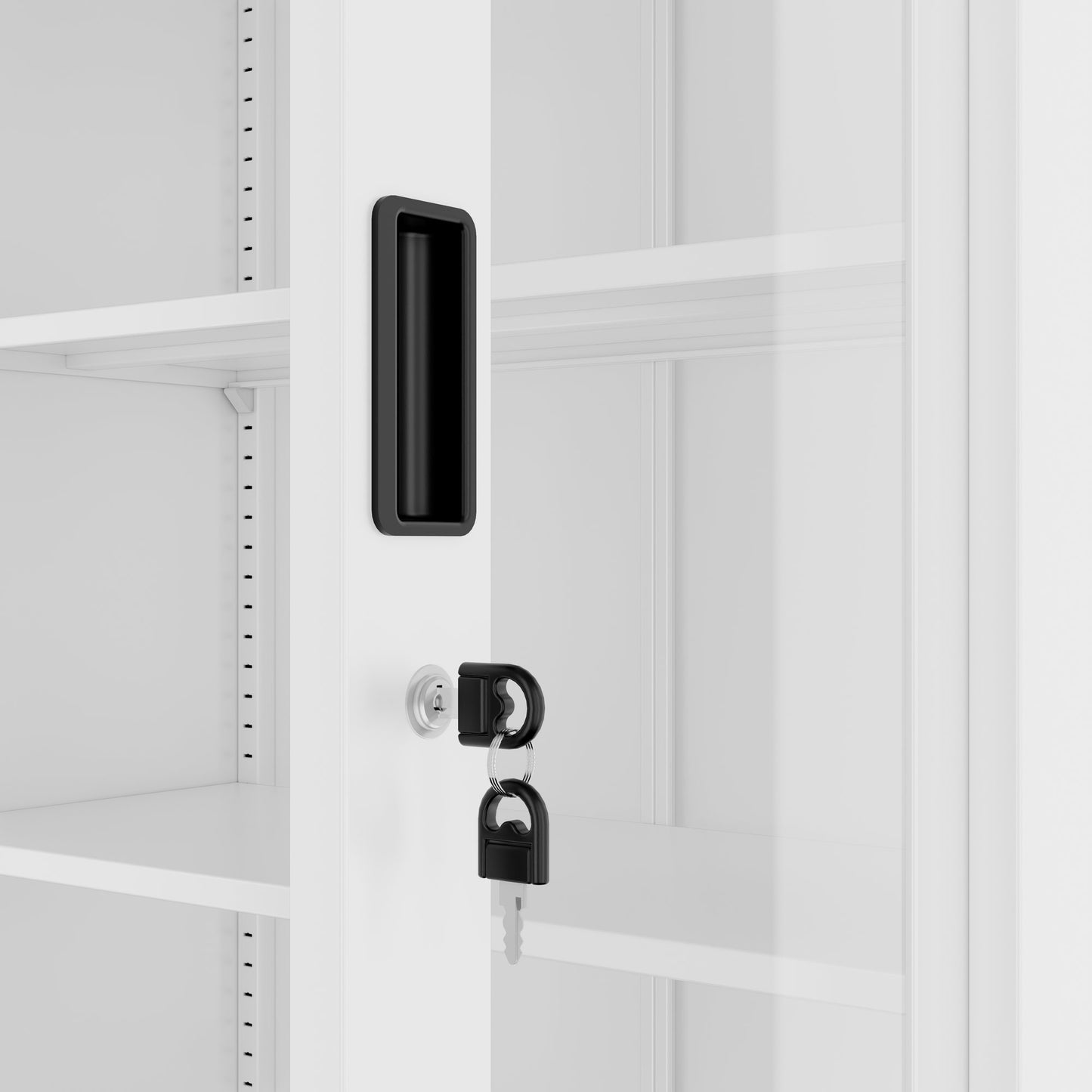 COREX Vitrinenschrank | 5OH, 900 x 1850 mm, Stahlkorpus, Weiss