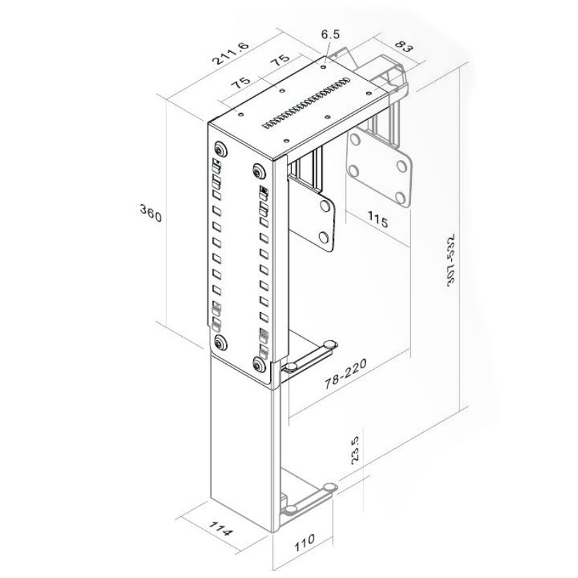 UNI PC-Halterung für große PCs | Stufenweise einstellbar