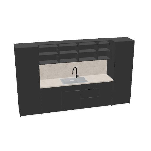 CULINART Cucina da ufficio | 1800 x 2100 mm, cassetti, armadi e lavello in materiale composito
