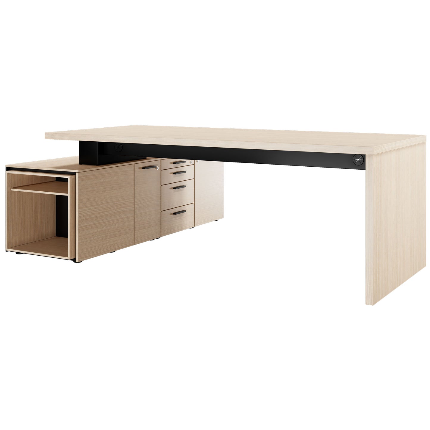 Bralco SILE Bureau avec basse-planche | 2300 x 1700 mm, chêne