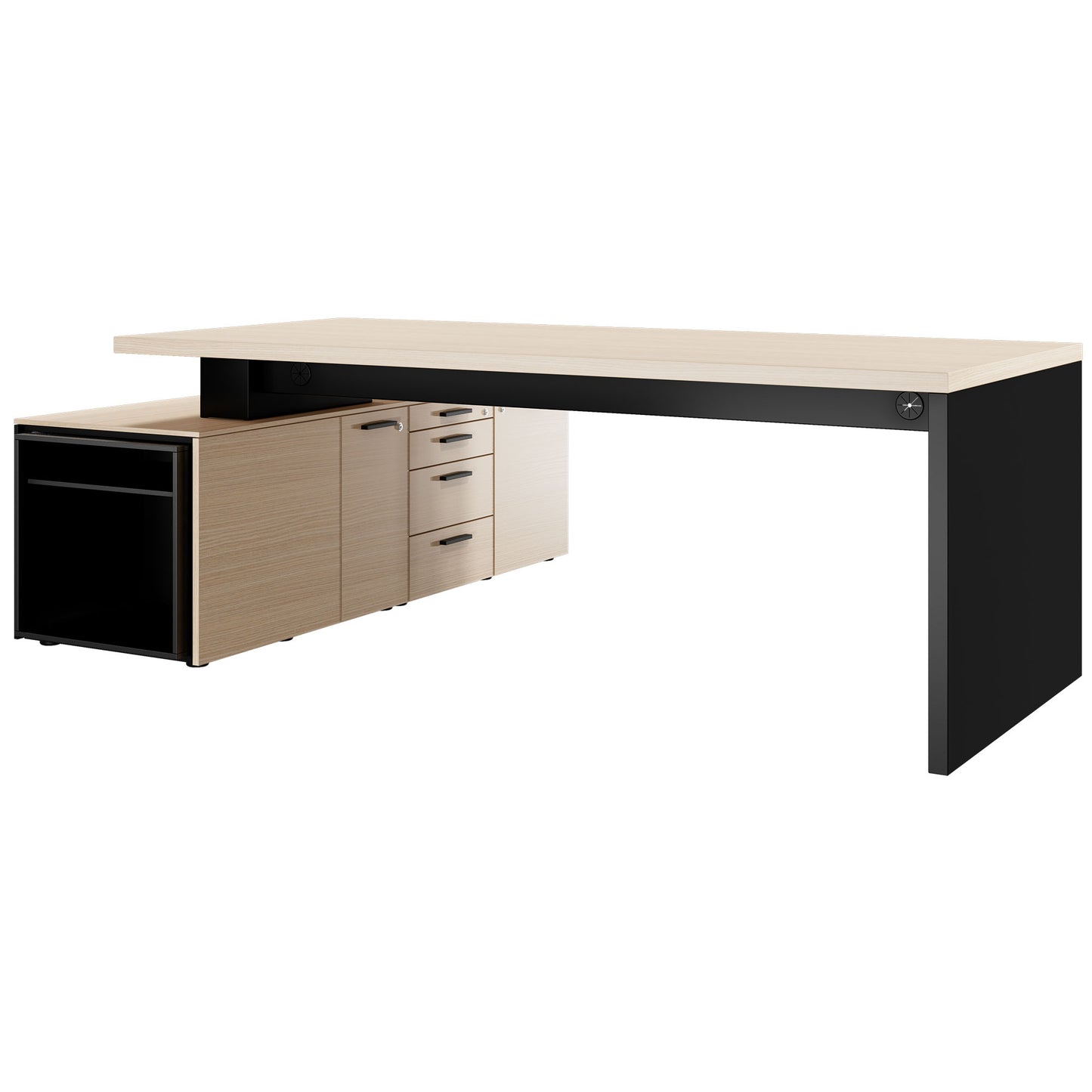 Bralco SILE Bureau avec basse-planche | 2300 x 1700 mm, chêne