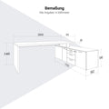 BRALCO SILE desk with lowboard | 2300 x 1700 mm, oak - 8 Thumbnail Image