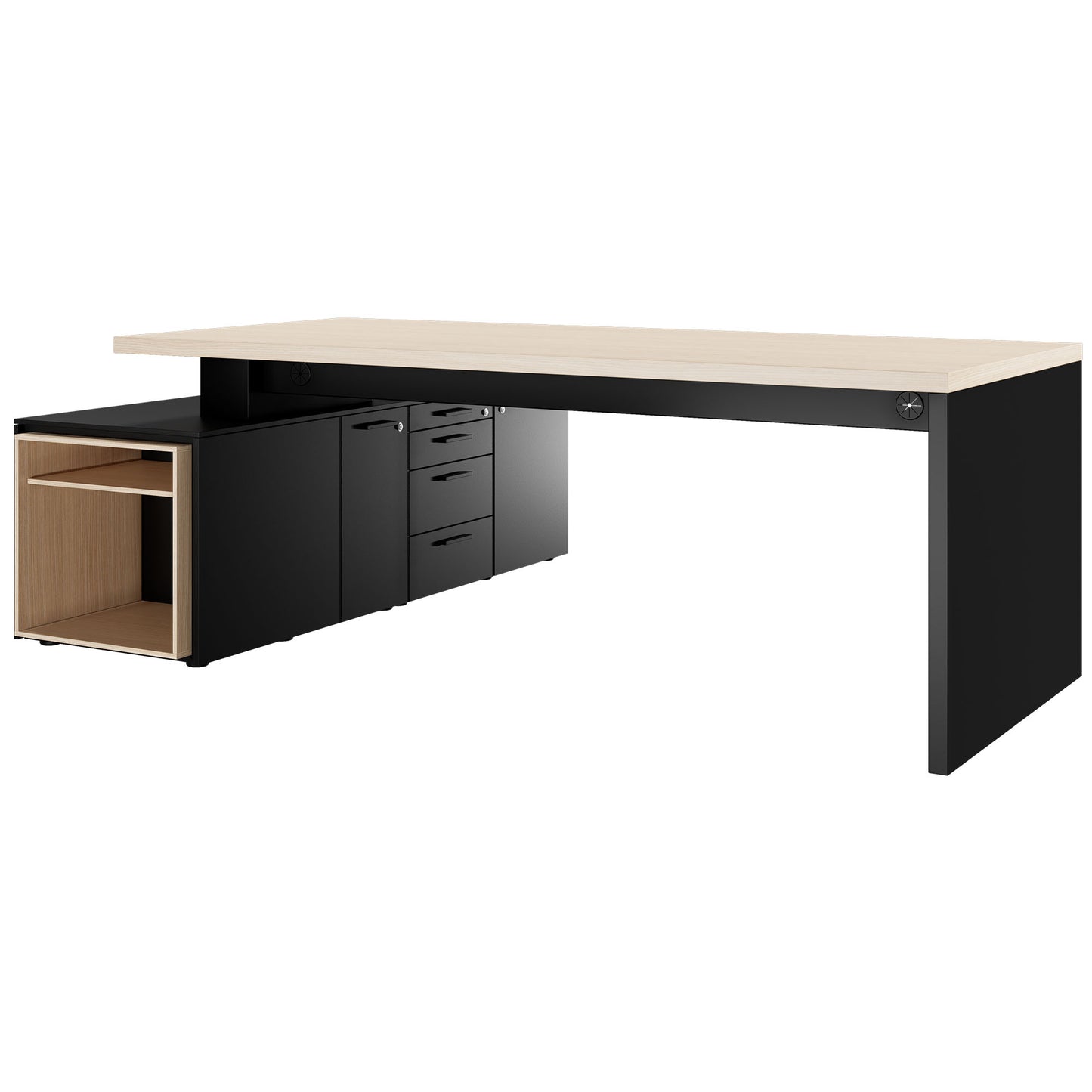 Bralco SILE Bureau avec basse-planche | 2300 x 1700 mm, chêne