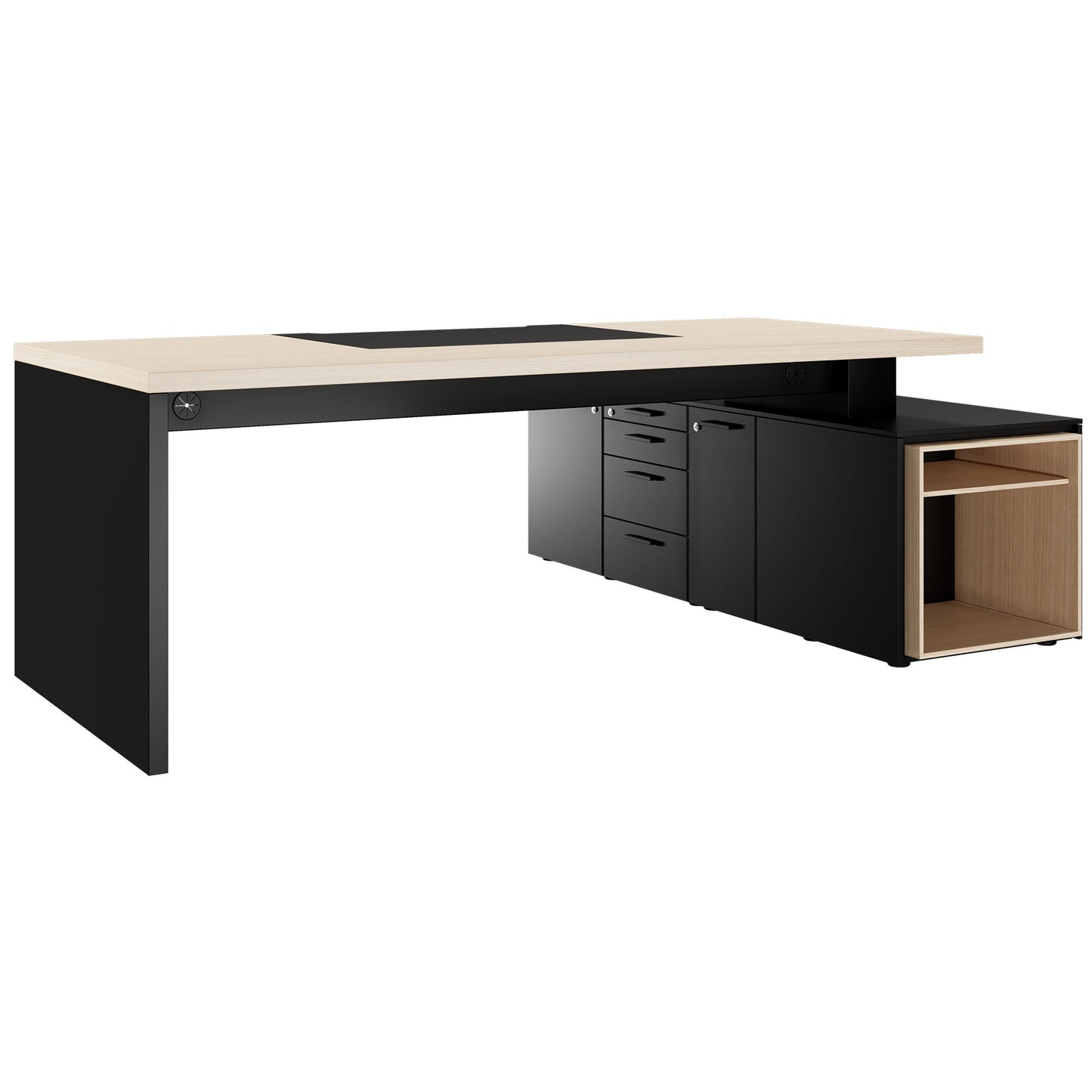 Bralco SILE Bureau avec basse-planche | 2300 x 1700 mm, chêne